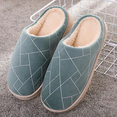 Cozy Winter Slippers with Plush Lining & Geometric Print
