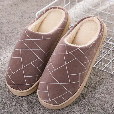 Cozy Winter Slippers with Plush Lining & Geometric Print