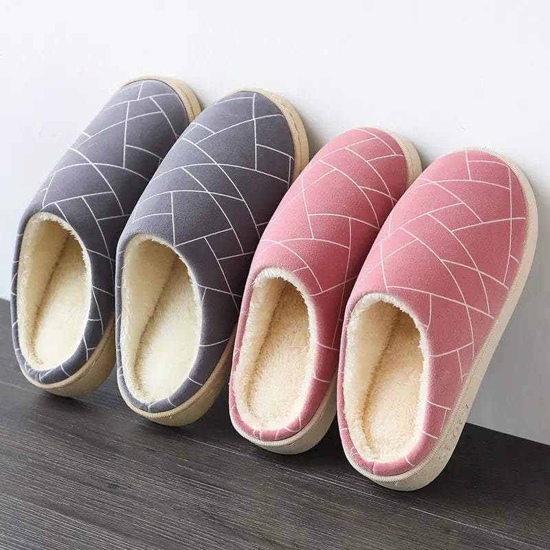 Cozy Winter Slippers with Plush Lining & Geometric Print