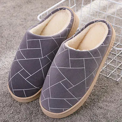 Cozy Winter Slippers with Plush Lining & Geometric Print