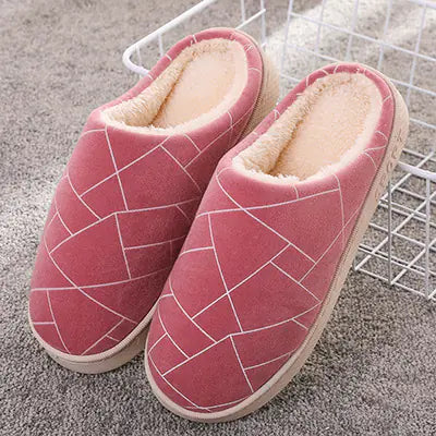 Cozy Winter Slippers with Plush Lining & Geometric Print